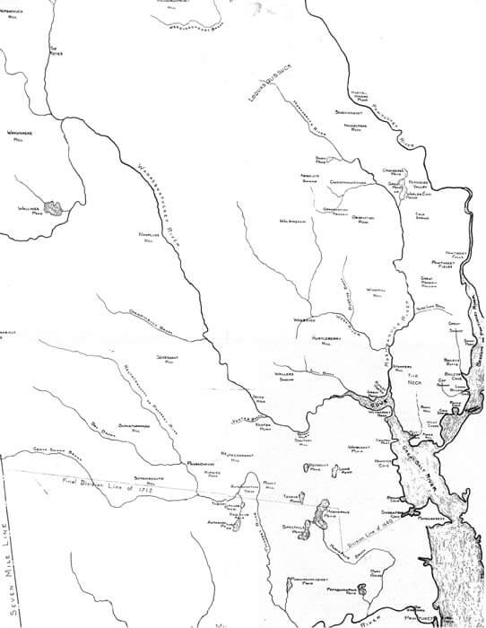 A map of the area with many roads and water.