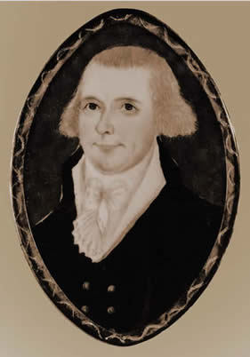 A painting of a man in black and white.