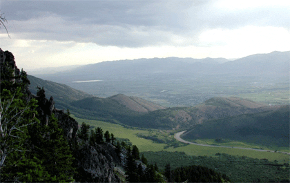A view of the valley from above.